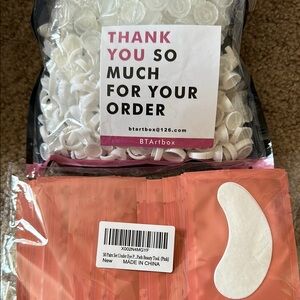 White Eyelash Glue Rings with Under Eye Patches